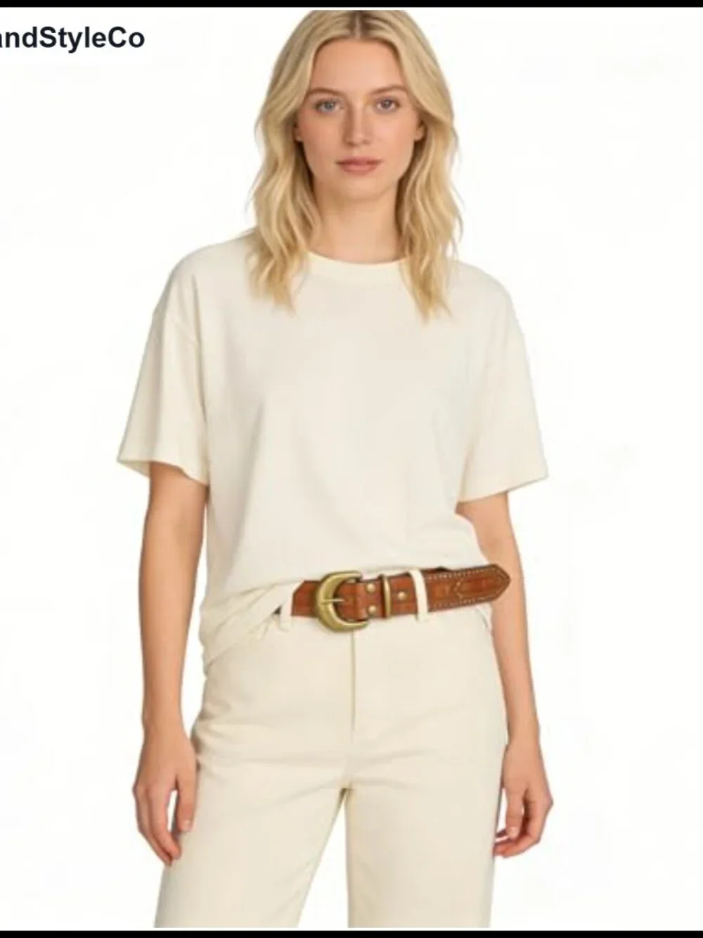 Women's Western Cowgirl PU Leather Belt with Semicircle Gold Buckle